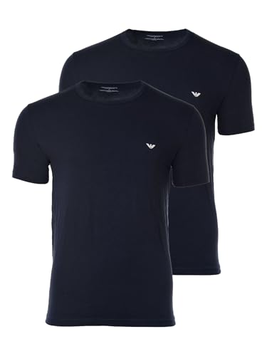 Logo sull petto Emporio Armani 2-Pack T- Shirt Crew Neck Essential Core Logoband, T-Shirt Uomo, Marine/Marine, M (pacco da 2)