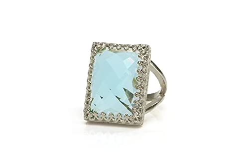 Bague topaze bleue argent avec boîte cadeau pour anniversaire en novembre
