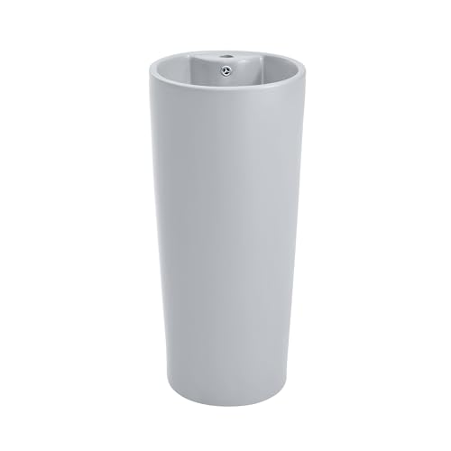 Review de Lavabo con pedestal economico Top cinco. 32 Monaco - Fregadero circular para lavabo con pedestal gris mate
