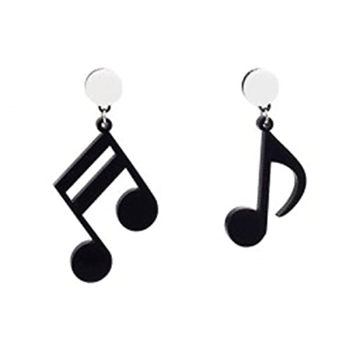 SJHFG Asymétrique Note De Musique Dangle Boucle d'oreille Acrylique Noir Drop Dangle Boucles d'oreilles Creative Punk pour Femmes Filles Cover