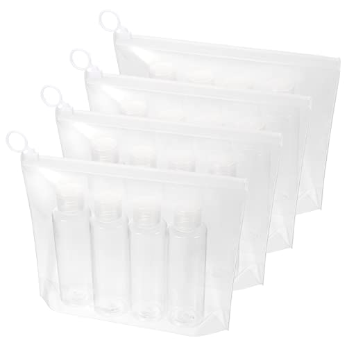tiopeia 4 pièces Trousses de Toilette Transparente, PVC Étanche Trousse de Maquillage de Voyage Réutilisable Kit de Plastic Travel Pochette de Sac Organisateur Cosmétique pour l'Avion(23 x 17 cm) Cover