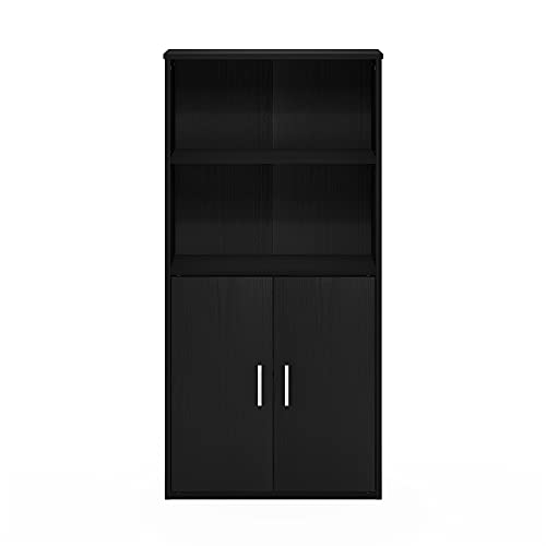 Furinno Pasir Storage Cabinet With 2 Open Shelves And 2 Doors, Black Oak #TOP7