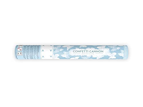 12 Konfetti-Kanonen 40cm zur Hochzeit, Party oder Geburtstag (Weiße Schmetterlinge)