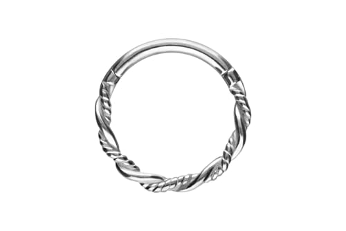 PIERCINGLINE Segmentring Clicker doppelt gedreht Chirurgenstahl Piercing für Nase Septum Ohr Helix Tragus Silberfarben 6 mm