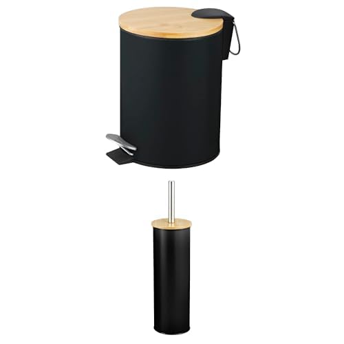 Cubo de Baño 3L Ø16,8 cm Negro Bambú Amig de Alta Calidad