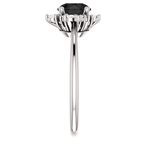 Vintage 2.8 Ct Round Cut Onyx Black Diamond Cluster Wedding Engagement Ring for Women in 925 Sterling Silver White Gold Finish Rhodium Plated2