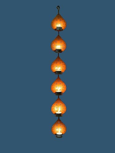 Image of METSY Stylish Metal Cutting Edge Candle Light Holder Leaf in Rectangular Shape | Metal Art | Home Decor Items (Golden Triangular) (Golden Liner)
