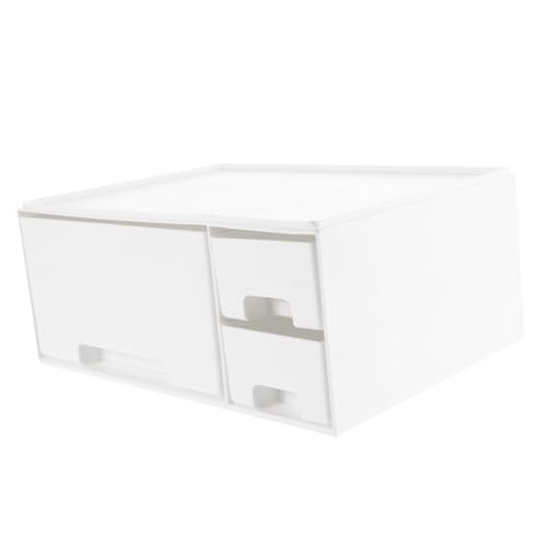 Support Moniteur Bureau Blanc Holibanna avec Rangement Intégré