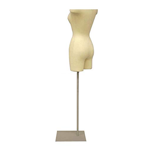 Adult Female Pinnable Off White Dress Form Mannequin Torso with Adjustable Square Metal Base #F2WLG-05