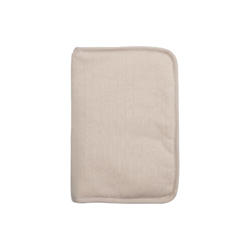 Trois Kilos Sept - Protège Carnet de Santé Bébé Beige - Coton Côtelé Mixte avec Rabats et Fermeture Zippée - 17,5x25,5 cm