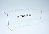 THOR-DARTS Dartständer Bow, Acryl, transluzente Dartstation, Dartsholder für 2 Dartsets, mit Thor Logo (Clear-red)