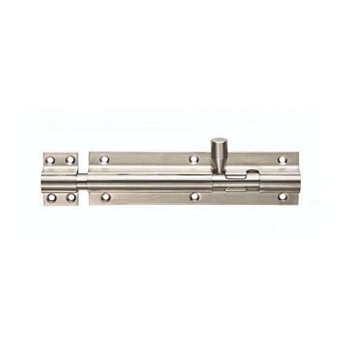 Merriway BH07718 Heavy Duty Door Barrel Bolt With Backplate, Bright Polished Stainless Steel 100mm, Silver