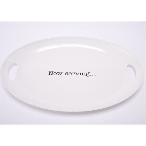 Mud Pie Melamine Serving Platter, White, 12" X 18" #TOP1