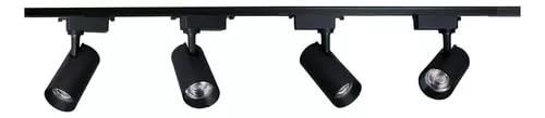 Kit Trilho Eletrificado 1m + 4 Spots Led 7w Preto 3000K