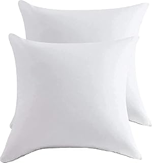 Palloh Cushions Pads for Sofa 2 Pcs, 45 x 45 Cushion Inserts 18'' x 18'', Polypropylene Blend Cover, Hypoallergenic Hollowfibre Cushion Pads 45cm x 45cm, White Square Cushion Fillers