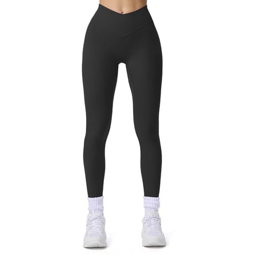 Aoxjox Workout Leggings for Women Vanity V Waist High Waist Tummy Control Hidden Scrunch Athletic Gym Yoga Pants 24