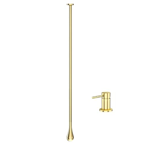 Ceiling Mounted Bathroom Faucet,Wall Mounted Bathroom Sink Hanging Faucet,Hot and Cold Brass Bathtub Faucets for Bathroom Vanity Hotel Commercial Basin (Countertop Switch, Gold)