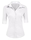 blusa formal de mujer MANGAS 3/4-esta blusa clásica tiene mangas 3/4 con puños con botones, puedes remangarte hacia arriba o hacia abajo para crear un look elegante y casual. Puedes usar tu propio estilo y lucir tu propia moda.