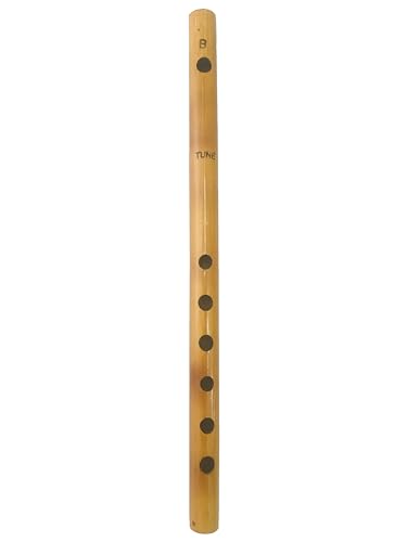 Gavya International - Bamboo Bansuri Flute for beginners B Key Tune scale 7 Holes Fipple Woodwind Clarinet Quena Flute Musical Instrument Krishna Flute 13.5 Inch