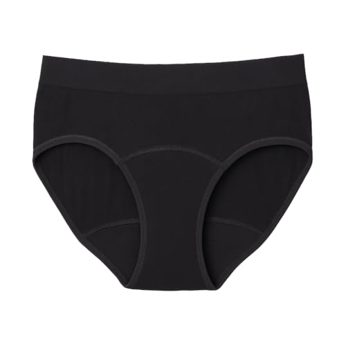 The Period Company Flow Stretch Bikini Absorbent Period Underwear for Women Heavy Flow Leak Resistant Panties Women Reusable Super Comfy Made without PFAS Holds 9 Tampons Black Medium