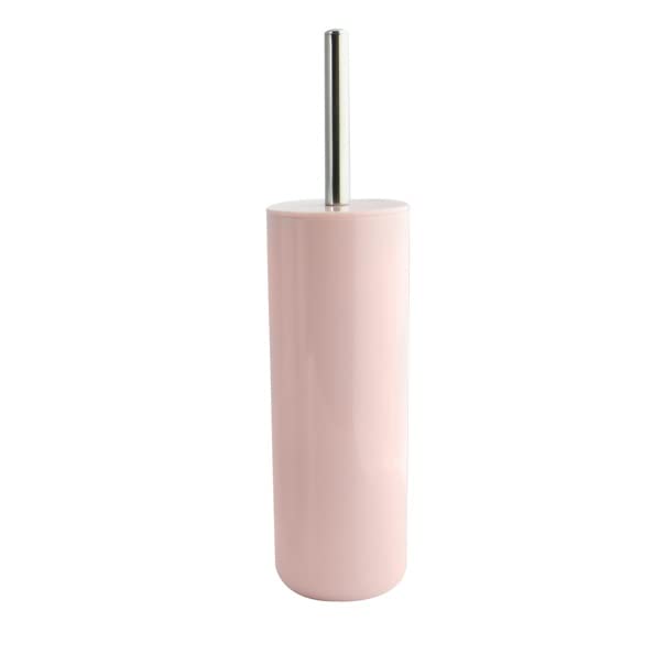 MSV Brosse WC Porte-Balai Toilette Pot à Balai „Inagua“ Ensemble WC à Poser en Polystyrène Balayette avec Manche en Acier Inoxydable Rose Pastel