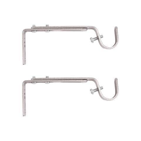 Kenney 3/4" Adjustable 4.5-6.125" Curtain Rod Mounting Brackets, Set of 2, Polished Pewter Cover