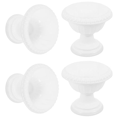 NOLITOY Macetas de Plástico Estilo Europeo para Bodas Macetas Multiusos Blancas Maceteros Decorativos Romanos 4 Unidades para Jardín Patio y Decoración de Eventos