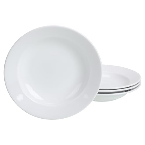 BIA Cordon Bleu Everyday Porcelain Rimmed Soup Bowls, Set of 4, 9" each, White