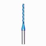 3 Flutes Upcut Spiral Router Bit 1/4 inch Shank, 1/8 inch Cutting Diameter Solid Carbide with Blue N