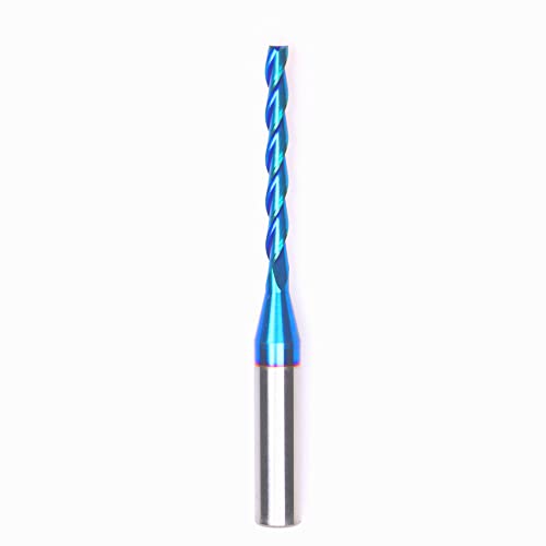 3 Flutes Upcut Spiral Router Bit 1/4 Inch Shank, 1/8 Inch Cutting Diameter Solid Carbide With Blue Nano Coated Cnc Router Bits End Mill For Wood Carving, Engraving Ruhi T3A110 #TOP6