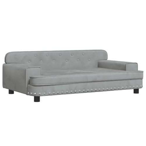 vidaXL Hundebett, Hundekissen mit weicher Polsterung, Hundesofa Hundecouch für kleine Hunde Haustiere, Haustierbett Katzenbett, Hellgrau Samt