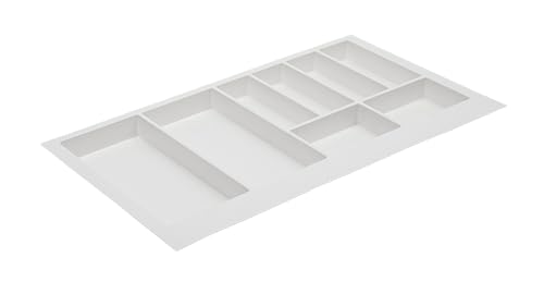 GTV - Axispace - Bandeja de cubiertos para cajones, inserto de cajón, armario de cocina, bandeja de cubiertos de plástico, almacenamiento de cubiertos, blanco, 840 x 472 mm