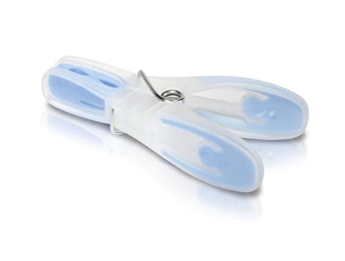 Addis Soft Clip Plastic Large Clothes Washing Line Pegs, Pack of 20, Blue Clear