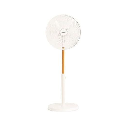 CREATE / AIR STAND WOOD/Ventilador de pie oscilante blanco roto / 50W, altura regulable y ajustable, 3 velocidades, sistema de seguridad, Ø40, mortor de cobre