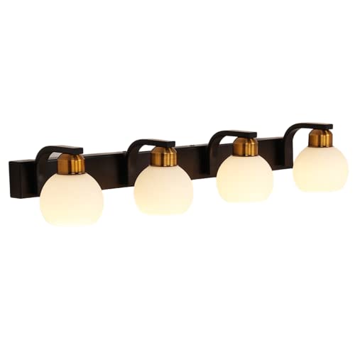 Applique salle de bain design minimaliste à 4 lampes avec éclairage chaud pour miroir
