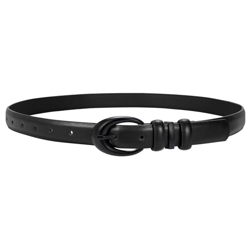 Image of TRIWORKS Women Leather Belt for Jeans Pants Fashion Ladies Skinny Faux Leather Dress belt with Gold Buckle
