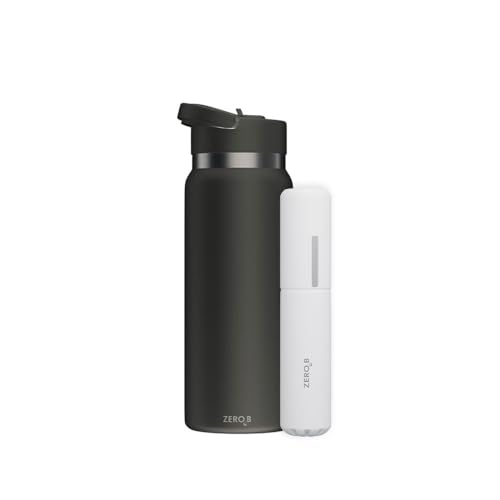 Image of ZeroB H2Ohh Portable Water Filter Metal Bottle - 600ml | Removes 99.9% Bacteria & Viruses | Durable SS 304 Material | Instant Purification | Eco-Friendly Travel & Fitness Bottle (BLACK)