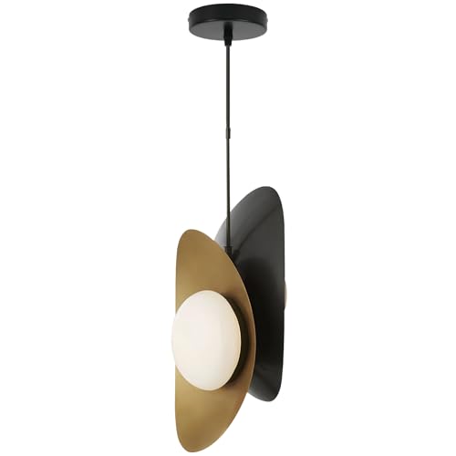 Qepeety Mid-Century Modern 2-Light Crescent Chandelier Black & Gold Hanging Light, Adjustable Pendant Light with Glass Shades for Dining Table, Kitchen Island, Bar, Entryway by Qepeety - Image 8
