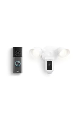 Ring Wired Doorbell Pro (3rd Gen) (newest model), Deep Silver with Floodlight Cam Plus (1st Gen), White
