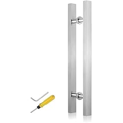 Manija de puerta de empuje de acero inoxidable, 60cm/80cm/100cm/120cm/150cm de largo, manija de puerta de entrada cuadrada comercial, para puerta de granero / puertas de interior al aire libre ( Color