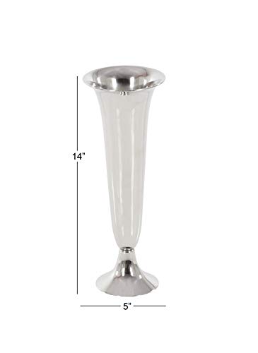 Deco 79 Aluminum Trumpet Vase, 5" X 5" X 14", Silver #TOP7