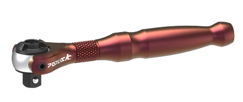 POPLOCK 90 Dents Mini cliquet à tête pivotante 1/4' en aluminium réversible à 250 degrés et à dégagement rapide Tournevis à mèches Cliquet pivotant (Rouge)
