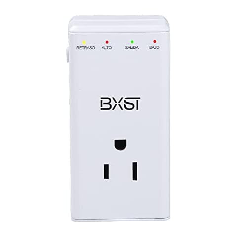 BXST 5-15(120V) Brownout Surge Protector for Refrigerator TV One Outlet Plug Surge Protector High and Low Voltage Electronic Single Outlet Power Surge Protector for Home/Office 140J Cover