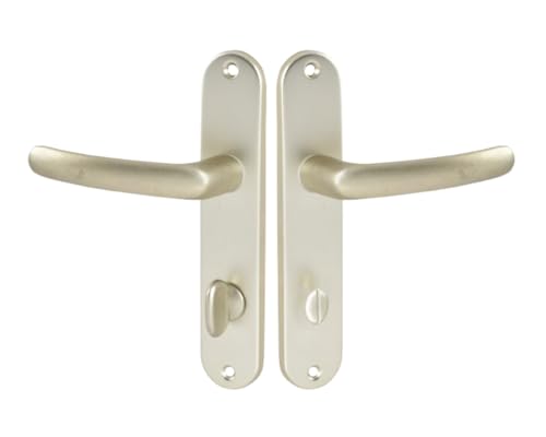 Vachette Set de Poignée de Porte sur Petite Plaque - Version à Condamnation Portes WC/SDB, Entraxe 165 mm - Système de Pose Facile - en Aluminium Résistant...