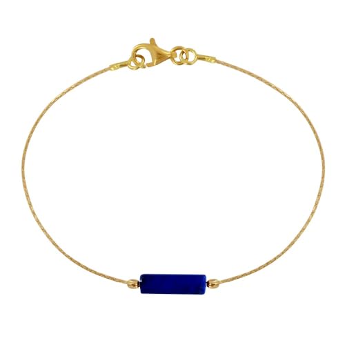 Bracelet Gold Filled Cylindre Lapis Lazuli Les Poulettes Bijoux chaîne fine pour femme