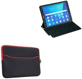 BoxWave Case Compatible with Samsung Galaxy Book (12 in) - SoftSuit with Pocket, Soft Pouch Neoprene Cover Sleeve Zipper Pocket - Jet Black with Red Trim