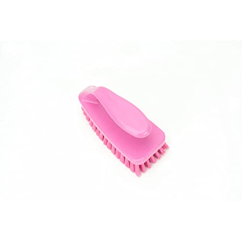 Image of SPARTA Scrub Brush with Iron Shaped Handle and Stiff Bristles, Heavy Duty Scrubber Brush for Kitchen, Bathroom, Shower, Tile, Sink, Carpet and Bakepans, Polypropylene, 6 Inches, Pink