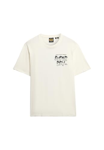 Superdry Herren Locker geschnittenes T-Shirt mit B-Movie-Grafik Wollweiß L