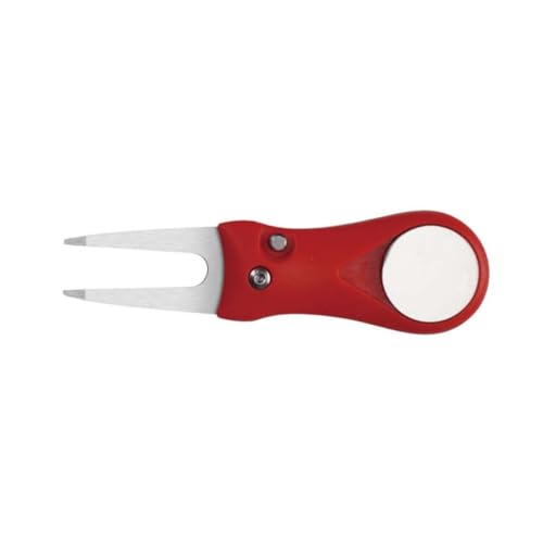 Mobestech 折りたたみ式プラスチック柄ゴルフディボット修理ツール スプリング式ステンレスフォーク 携帯便利 修復用ゴルフアクセサリー