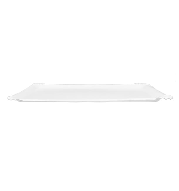 50 Bandeja de Cartón Blanca 31×38 cm | Rectangular Compacta | Resistente al Aceite y Calor | Ideal para Degustaciones y Catering | Pack de 50 Unidades